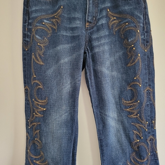 VTG Lauren Ralph Lauren Embroidered with Stud Classic‎ Bootcut Denim 2 - Picture 6 of 9